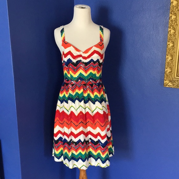 Modcloth Rainbow Brite zig-zag cotton sundress retro mod bright and colorful 🌈 - Picture 4 of 13